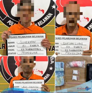 Sat Narkoba Polres Pelabuhan Belawan Tangkap 3 Pelaku Narkoba di Pulo Brayan